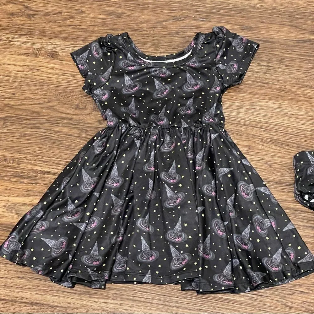 Charlie's Project Are You A Good Witch Twirl Dress Black Purple White Size 2T